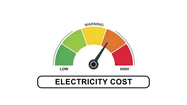 Electricity Cost Gauge Animation High Energy Prices Concept