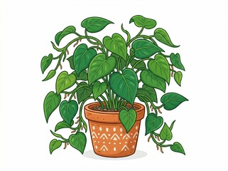 Obraz premium Lush Green Houseplant in Decorative Pot with Vibrant Leaves and Fresh Vibes