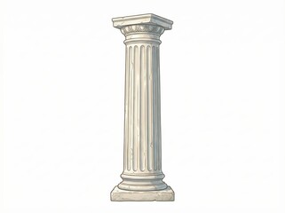 Fototapeta premium Classic White Column with Decorative Details on Simple White Background