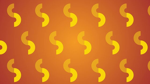 Yellow semicircles on orange gradient background pattern