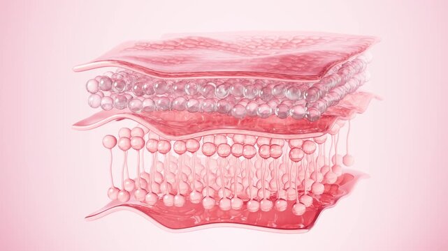 Human skin layer. Human skin cells.Used for cosmetics advertisements, skin care, beauty treatments, etc. 3d rendering.