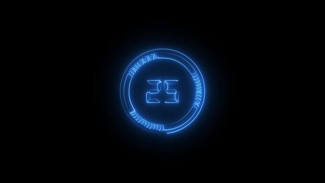 30 seconds countdown timer animation, 30-Go counting down seconds neon number,30 to 0 neon animation video.