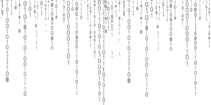 A digital background featuring cascading binary code consisting of zero and one digit symbols.