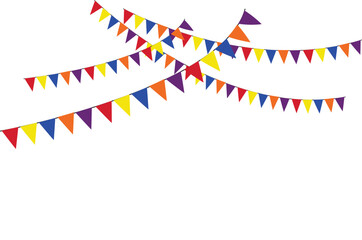 Obraz premium Colorful Festive Bunting Flags Decoration on White Background