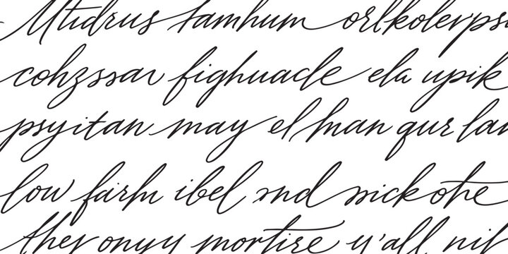 A detailed close up of black cursive handwriting written on a plain white textured paper background