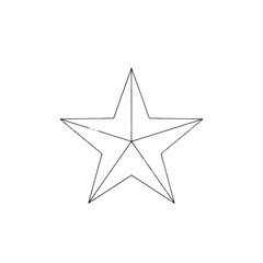 Obraz premium Geometric five-pointed star outline line art drawing isolated on white. Simple graphic symbol for design elements.