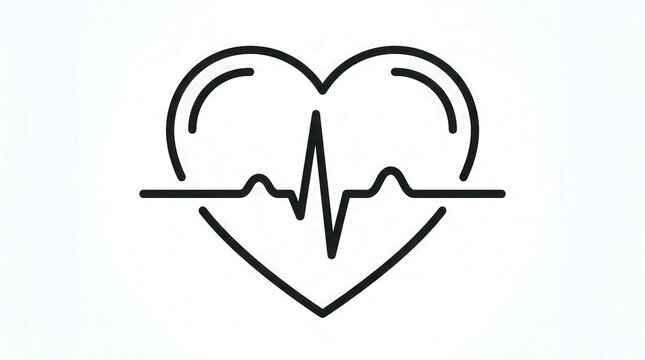 Medical Illustration of a Heart with Cardiac Rhythm Line for Healthcare and Cardiology