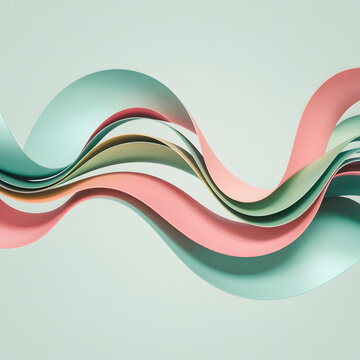 Wavy layers of pastel colored paper