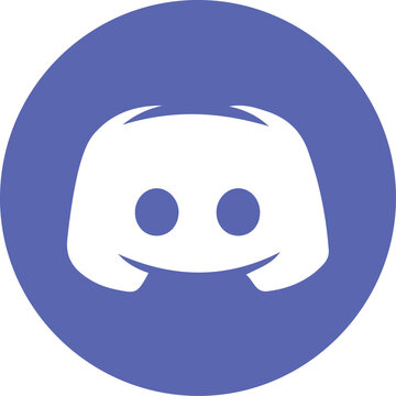 discord logo icon circular blue badge with white wumpus mascot flat design for gaming and community chat app
