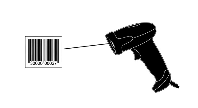 Barcode scanner reading a barcode isolated on transparent background, isolated on white background, Vector Vector Art