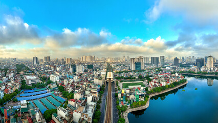 Fototapeta premium Aerial view of Hanoi city in Vietnam.
