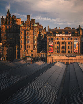 EDINBURGH, SCOTLAND - 15 MAY, 2025: Edinburgh Old Town Skyline and Street Scene in Evening Light, Scotland.