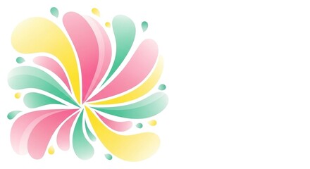 Fototapeta premium “Modern abstract floral design with soft pastel colors (pink, yellow, mint), flowing shapes, smooth gradients, artistic and stylish spring theme, clean background, 4K”
