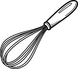Obraz premium Wire Whisk for Baking and Cooking Kitchen Utensil for Mixing and Whisking Ingredients Isolated Illustration Style