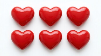 Obraz premium Bright Red Heart-Shaped Candies Array with Glossy Finish for Valentine's Day Celebration