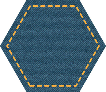 Blue denim design with hexagon with stitcher.
