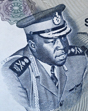 a portrait of the dictator Idi Amin, president of Uganda on a banknote
