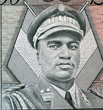 the president of Rwanda Juvenal Habyarimana on a banknote