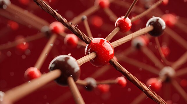 Close-up of molecular structure with vibrant colors showcasing science and chemistry.