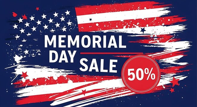 Memorial day sale advertisement with american flag background