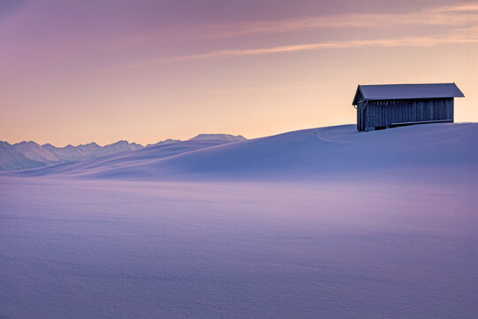 Stadel - Allg&auml;u - Winter - Tiefschnee - Sonnenuntergang - Oberstdorf - Berge - Weihnachten