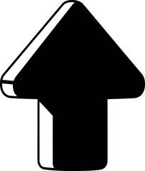 Fototapeta premium Bold black and white three dimensional arrow icon pointing upwards on a plain background