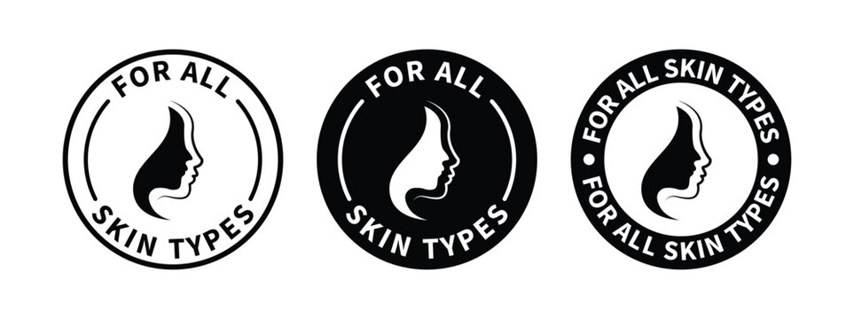 Three circular emblems showcase a female profile in contrasting tones promoting inclusivity for all skin types a striking silhouette high quality professional detailed