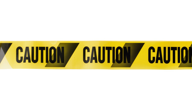 Isolated bright yellow and black caution tape for dangerous or restricted areas protection