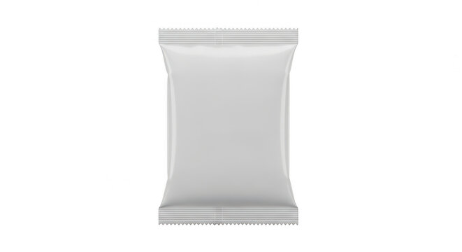 Standing empty chip bag with sealed top and bottom edges isolated on transparent background,png