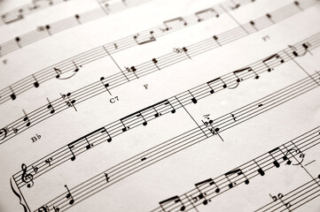 Fototapeta premium Close-up shot of old sheet music.