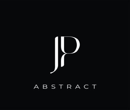 White JP abstract logo on solid black background