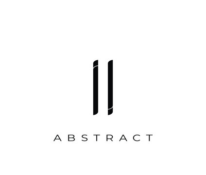 Abstract logo design with two parallel vertical lines and text