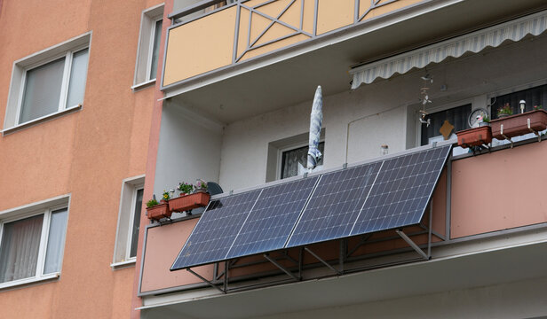 solar panels on a balcony
