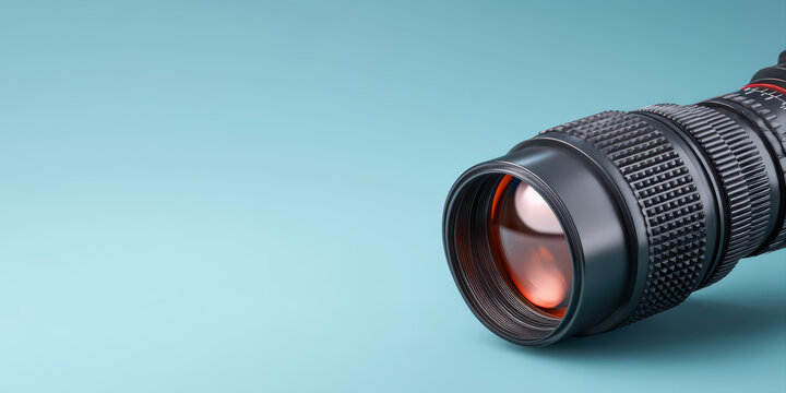 Camera lens photography equipment close up black lens reflective glass optical device isolated object technology studio shot macro photography minimal style extreme macro lens glass reflect