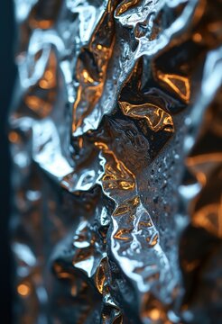 Crumpled Foil Flexible Metallic Sheet Modern Art Piece for Creative Projects