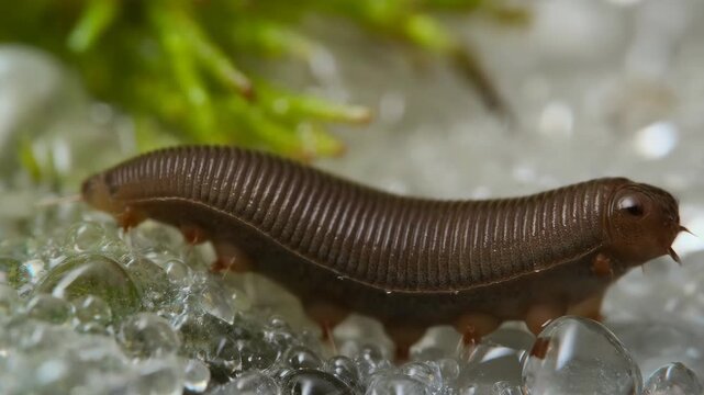 Tardigrade extreme macro scientific video with slow movements and detailed view featuring animal, microorganism, invertebrate with aquatic and tiny