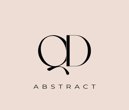 Abstract QD logo design on beige background with text