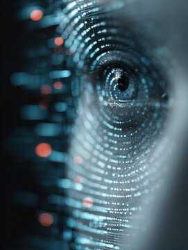 biometric data scanning technology with a blured technology background