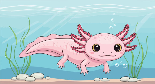 Cute Minecraft Axolotl Vector &ndash; Trending TikTok Aesthetic Blue Axolotl Art