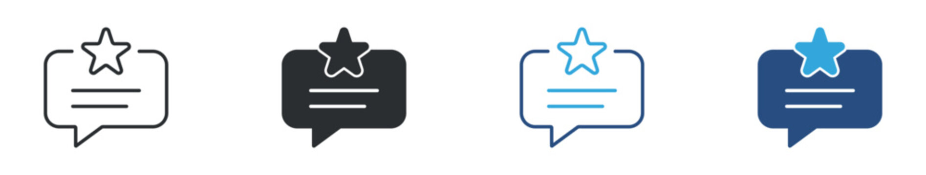 Review Feedback Icon Set, Rating Chat Bubble and User Review System, Customer Experience Concept Icons