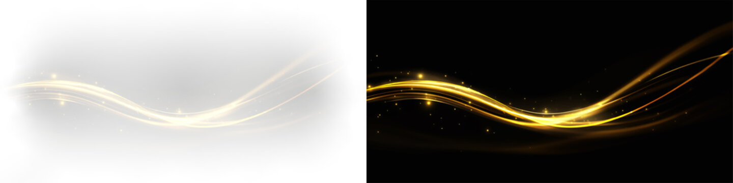 Abstract golden wave of sparkling confetti and magical fairy dust png