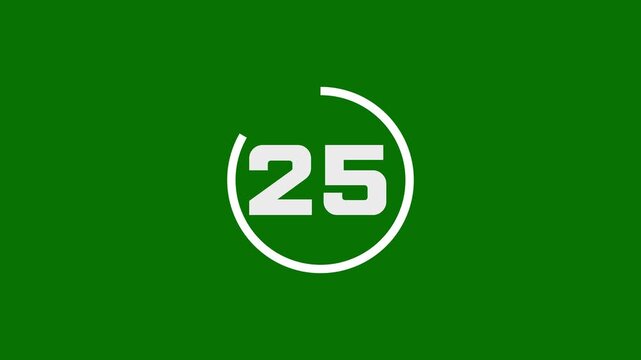 Countdown timer animation from 30 to 0 seconds &ndash; modern minimalist number graphics on green background