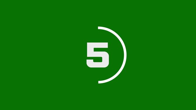 Minimalist digital countdown timer from 10 to 0 seconds animated number display on green background