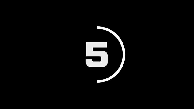 Minimalist digital countdown timer from 10 to 0 seconds animated number display on black background