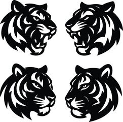 Obraz premium Set of tiger head logos vector transparent