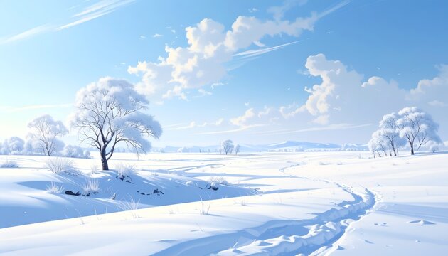 winter landscape with snow