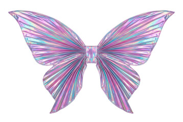 Holographic iridescent butterfly wings isolated. Fantasy costume accessory. © PNG Lab