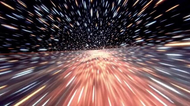 First person view of warp speed through the galaxy, with stars stretching into light trails and a cosmic tunnel effect, capturing the thrill of faster than light travel in a futuristic sci fi universe