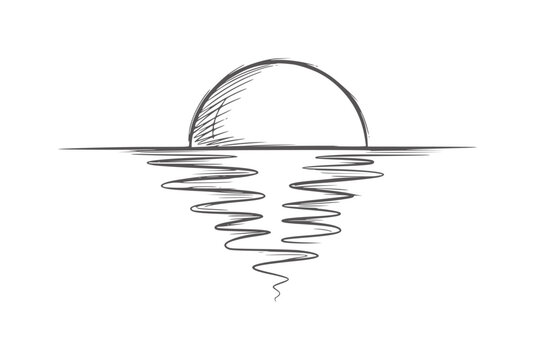 Minimalist black and white of sunset reflection water monochrome