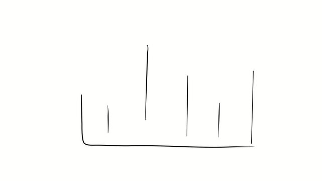 Chart, work, analytics, office. Contour drawing, silhouett animation. Continuous line. Isolated on white. Video 4k object illustration self-drawing. Object construction. Minimalist continuous line dra